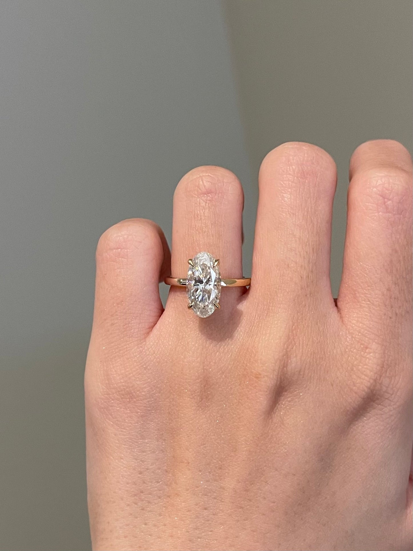 Hybrid Moval Moissanite, Invisible Wrap, Solitaire