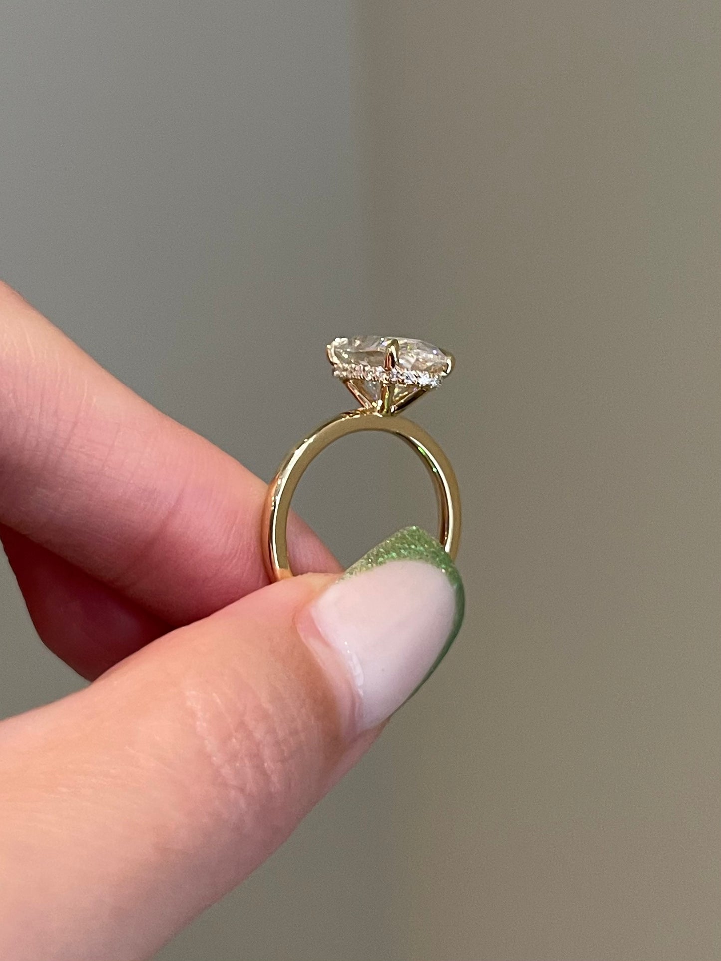 Hybrid Moval Moissanite, Invisible Wrap, Solitaire