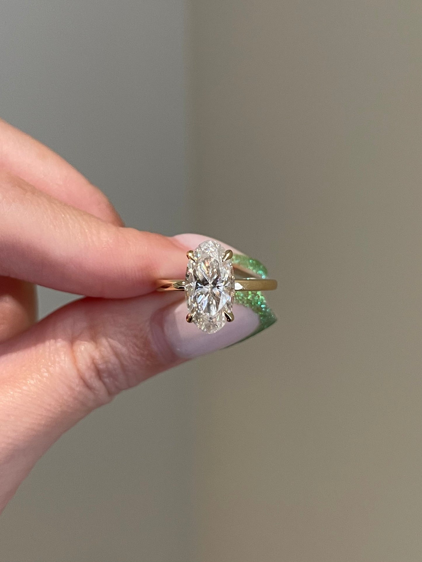 Hybrid Moval Moissanite, Invisible Wrap, Solitaire