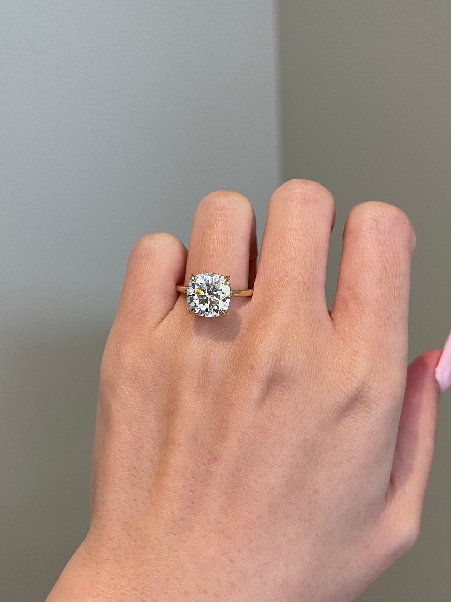 Brilliant Cushion Moissanite, Hidden Halo, Solitaire