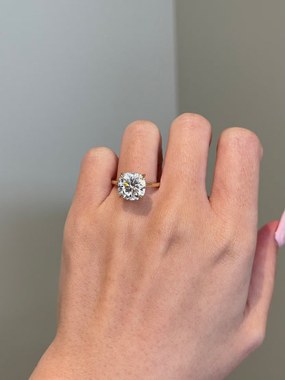 Brilliant Cushion Moissanite, Hidden Halo, Solitaire