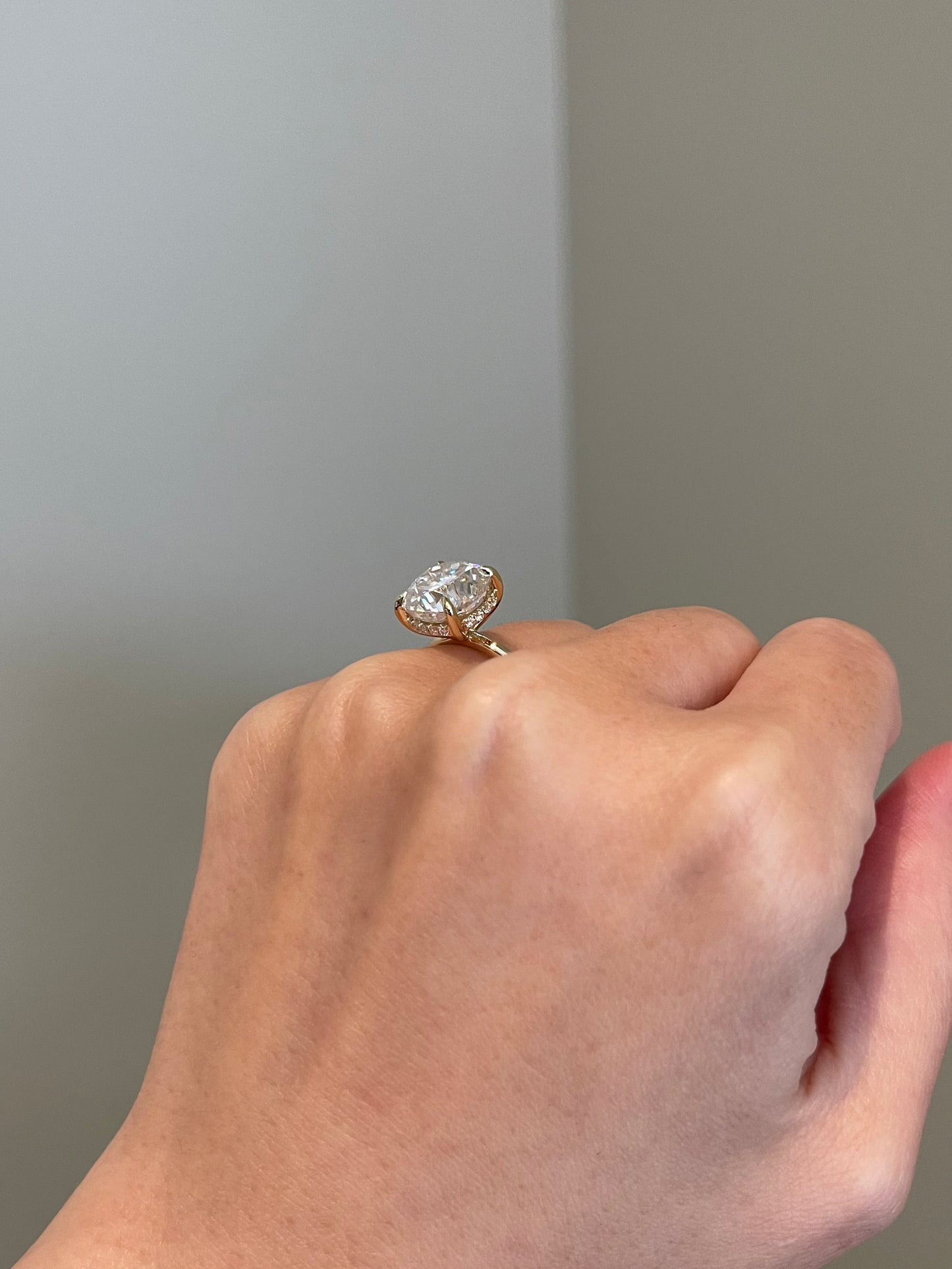 Brilliant Cushion Moissanite, Hidden Halo, Solitaire