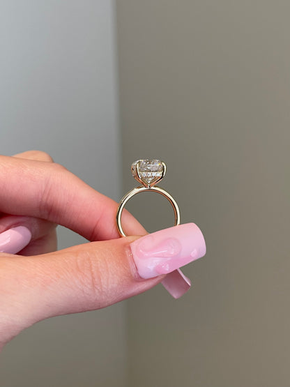 Brilliant Cushion Moissanite, Hidden Halo, Solitaire