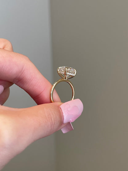 Brilliant Cushion Moissanite, Hidden Halo, Solitaire