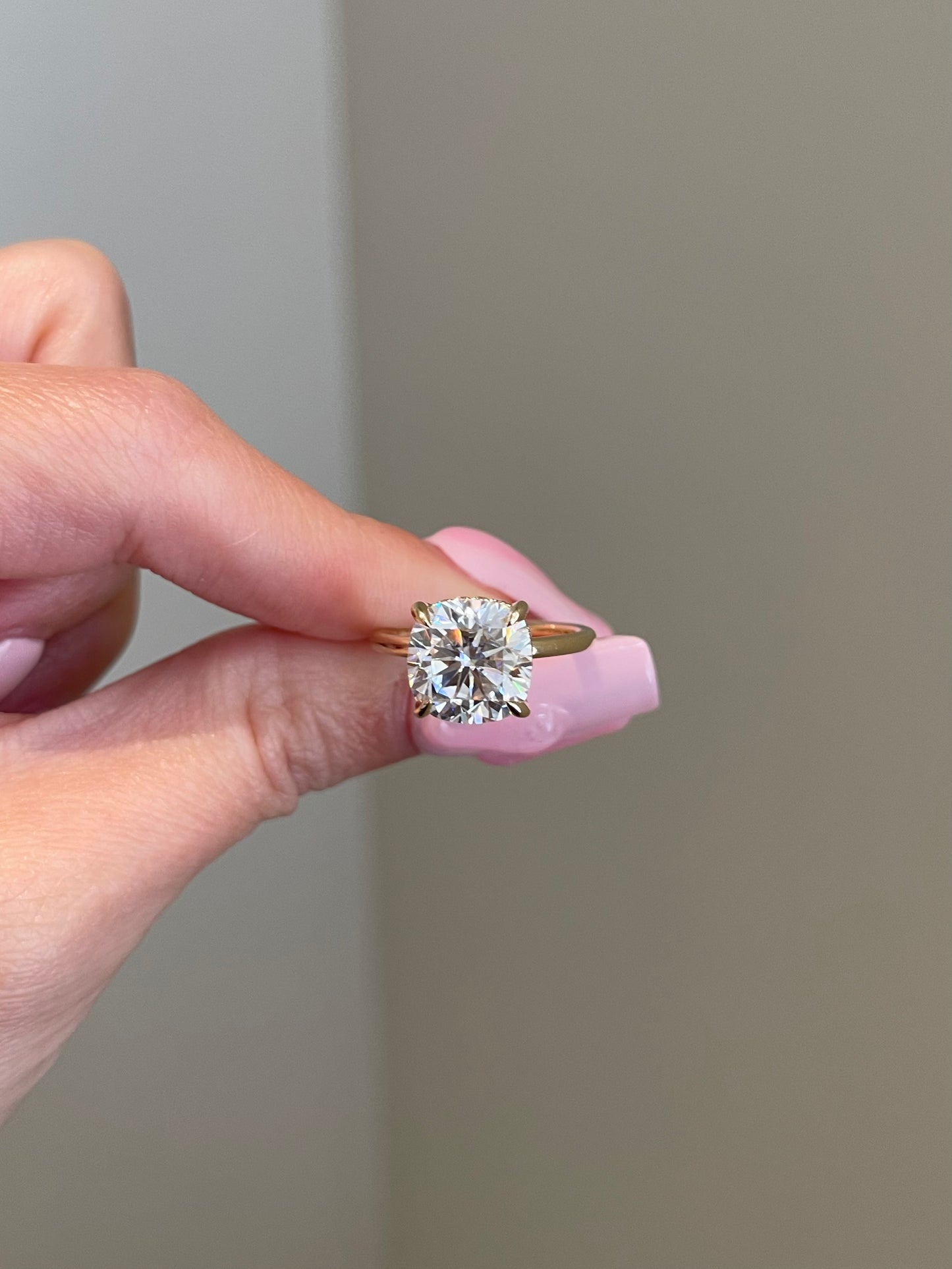 Brilliant Cushion Moissanite, Hidden Halo, Solitaire