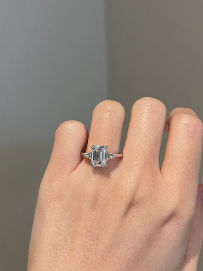 The Evelyn Ring, 3 Carat, Emerald, Step Cut, 3-Stone