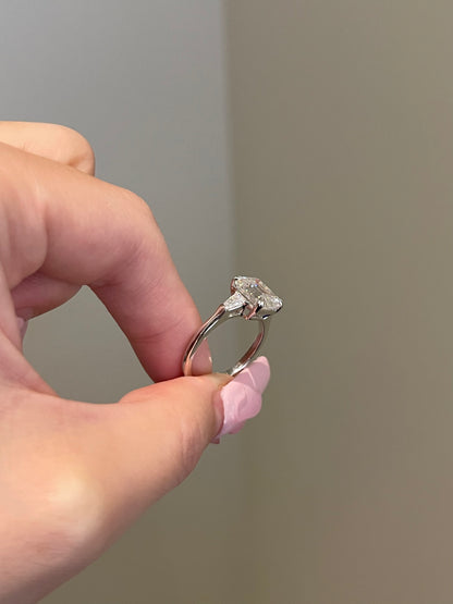 The Evelyn Ring, 3 Carat, Emerald, Step Cut, 3-Stone