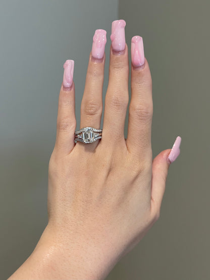 The Evelyn Ring, 3 Carat, Emerald, Step Cut, 3-Stone