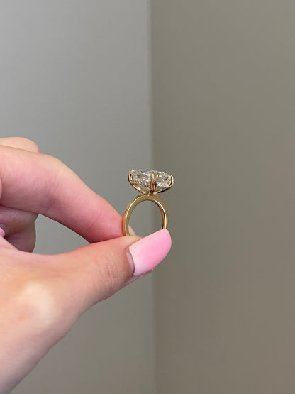 The Monica Ring, 10 Carat, Elongated Cushion, Crushed Ice