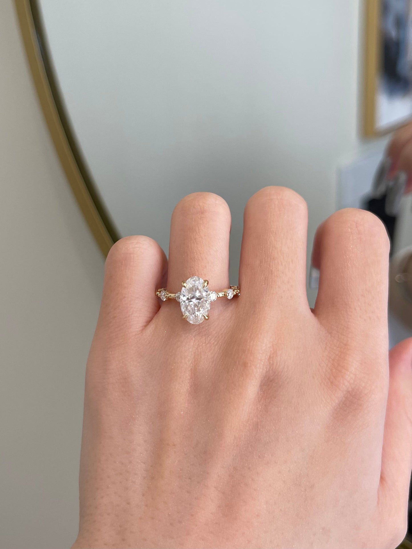The Stella Ring, 3 Carat, Oval, Crushed Ice Hybrid, Platinum