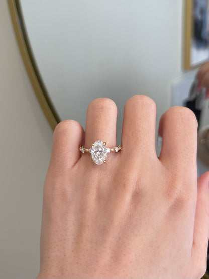 The Stella Ring, 3 Carat, Oval, Crushed Ice Hybrid, Platinum