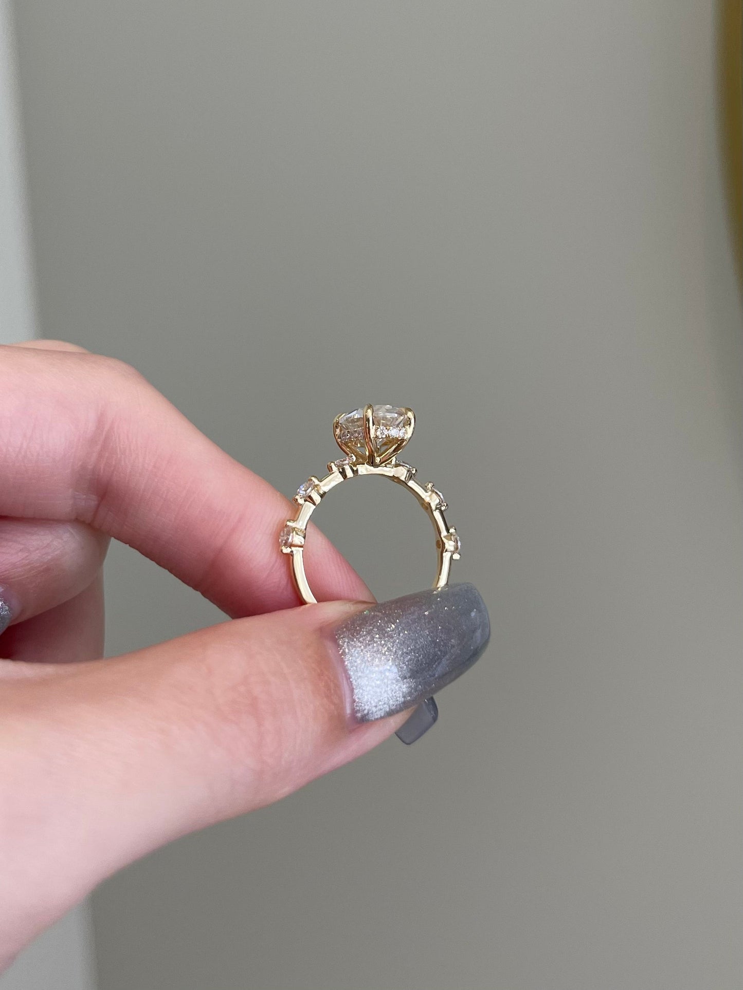 The Stella Ring, 3 Carat, Oval, Crushed Ice Hybrid, Platinum