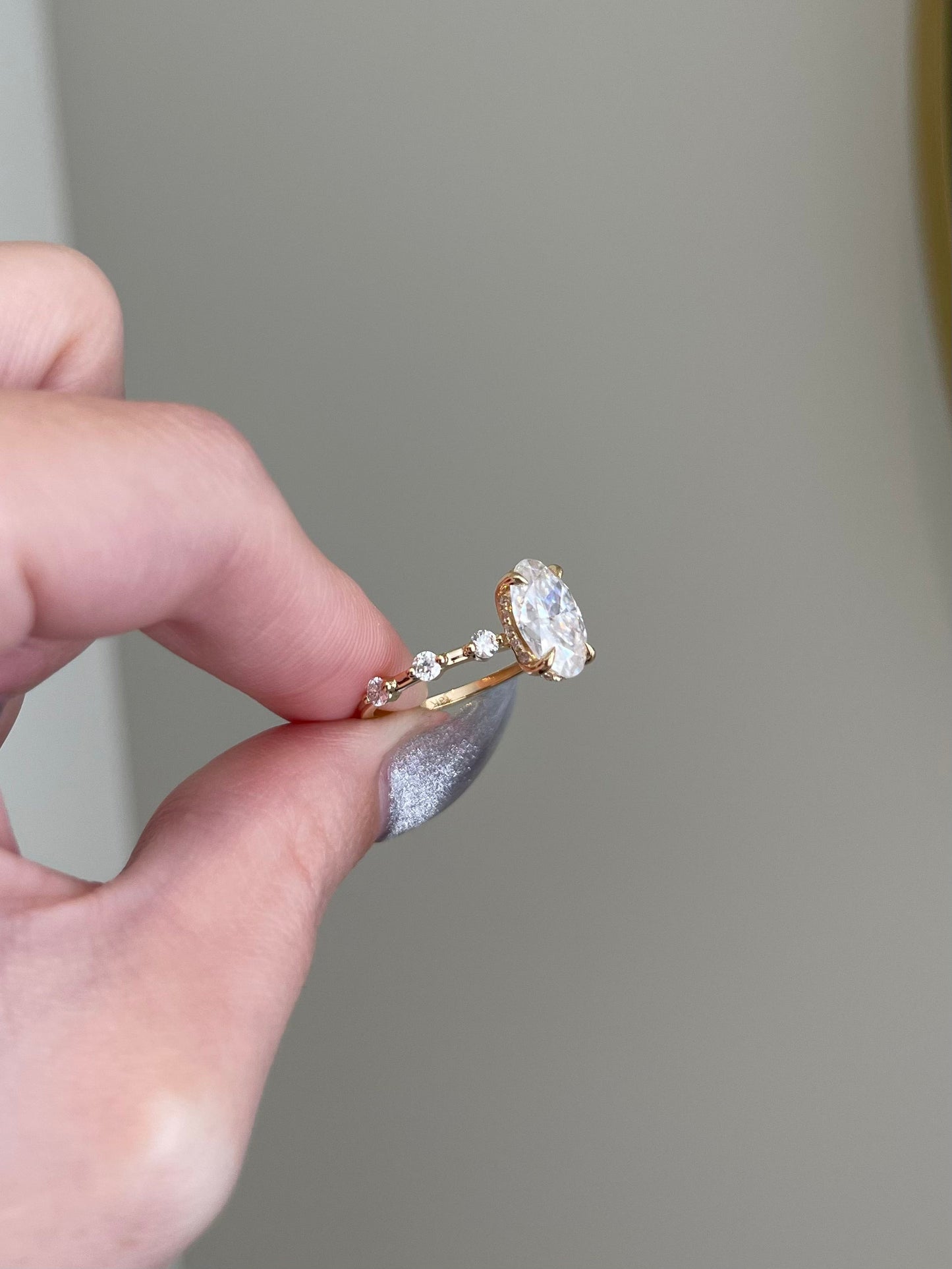 The Stella Ring, 3 Carat, Oval, Crushed Ice Hybrid, Platinum