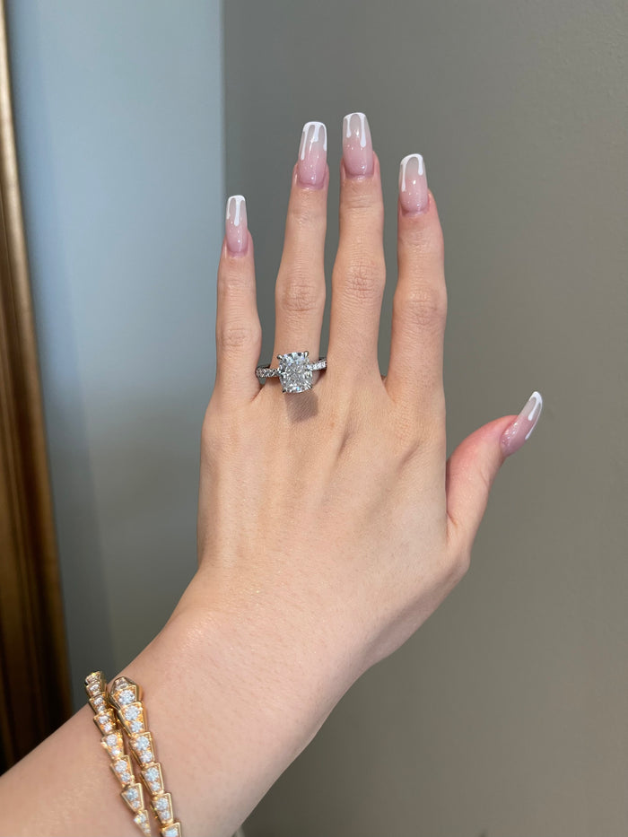 The SHY Signature Ring 5 Carat Elongated Cushion Crushed Ice