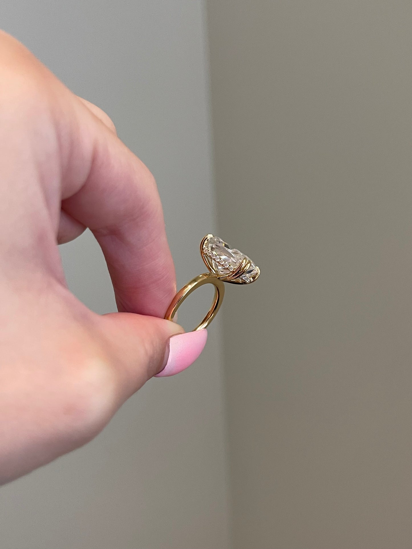 The Monica Ring, 10 Carat, Elongated Cushion, Crushed Ice