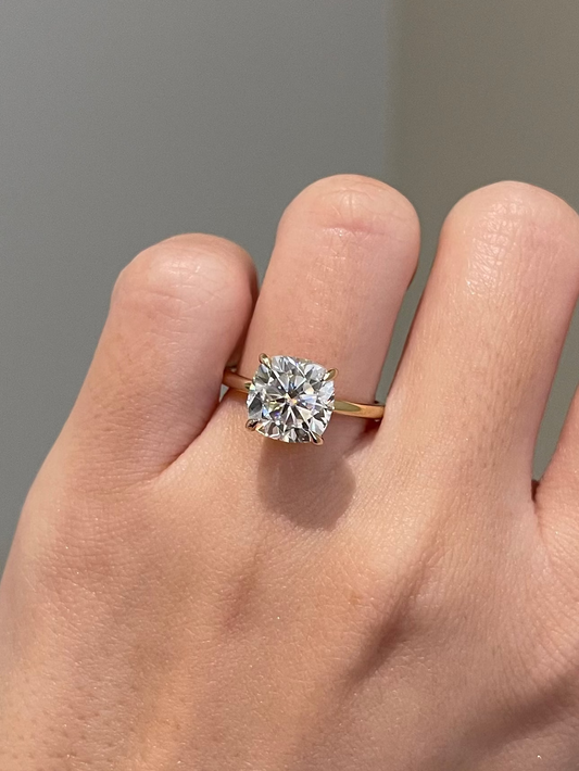Brilliant Cushion Moissanite, Hidden Halo, Solitaire