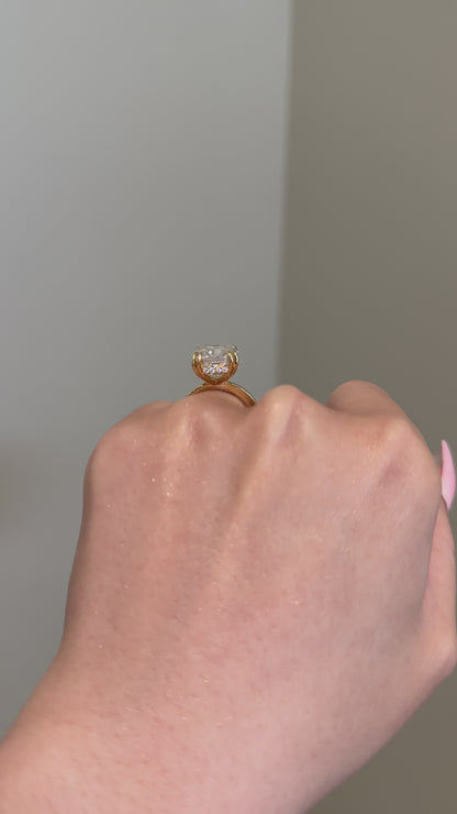 The Monica Ring, 10 Carat, Elongated Cushion, Crushed Ice
