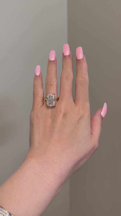 The Monica Ring, 10 Carat, Elongated Cushion, Crushed Ice