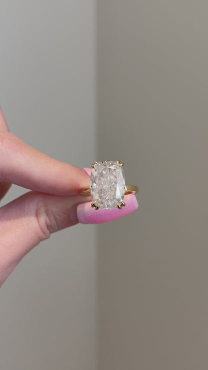 The Monica Ring, 10 Carat, Elongated Cushion, Crushed Ice