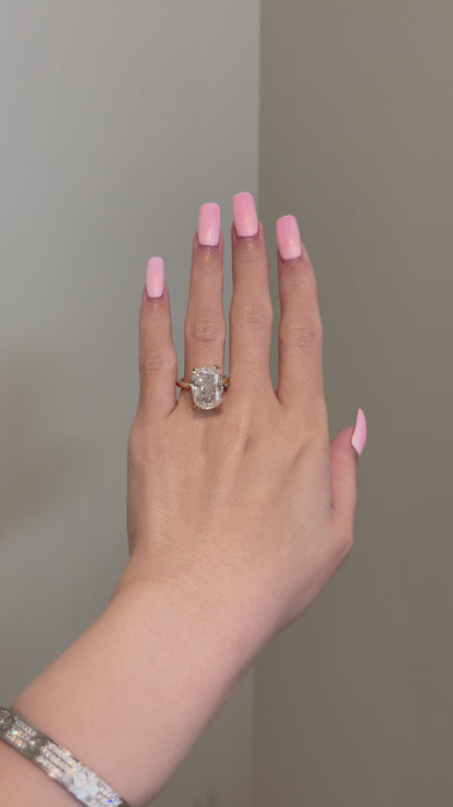 The Monica Ring, 10 Carat, Elongated Cushion, Crushed Ice