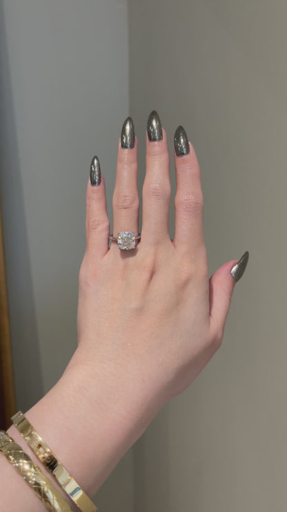 The Serena Ring, 4 Carat, Square Cushion, Crushed Ice