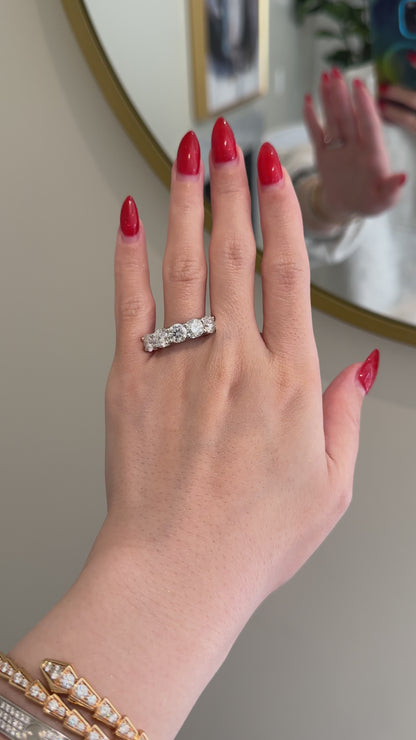 Brilliant Round Moissanite U Shaped Halfway Wedding Band