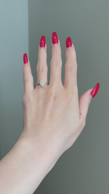 The Savannah Ring, 1.5 Carat, Oval, Crushed Ice Hybrid