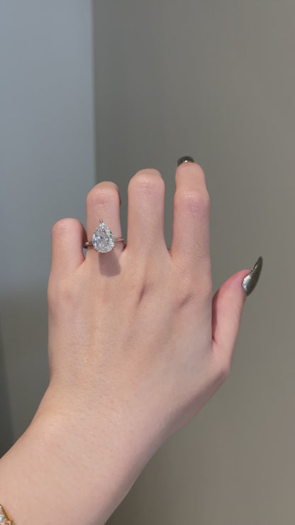 The Hailey Ring, 5 Carat, Pear, Crushed Ice