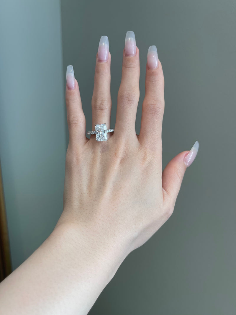 The SHY Signature Ring 5 Carat Radiant Brilliant SHY MOISSANITE