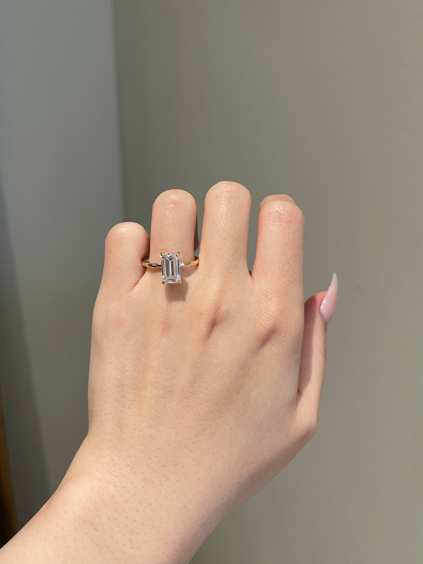 The Rheanna Ring, 3 Carat, Elongated Emerald, Step Cut