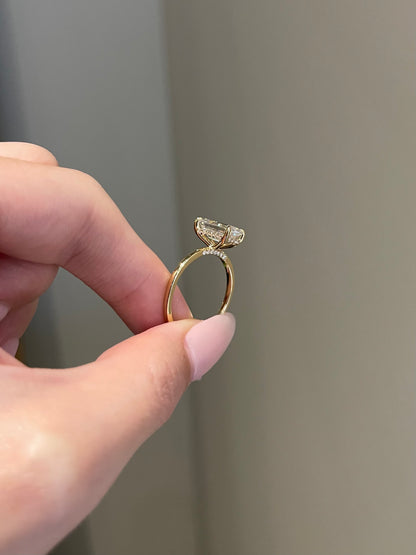 The Rheanna Ring, 3 Carat, Elongated Emerald, Step Cut