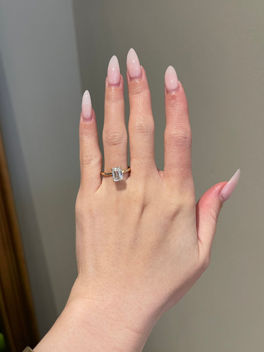 The Lena Ring, 2 Carat, Emerald, Step Cut