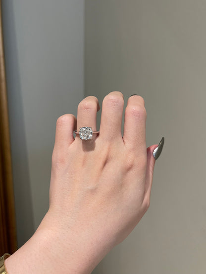 The Serena Ring, 4 Carat, Square Cushion, Crushed Ice