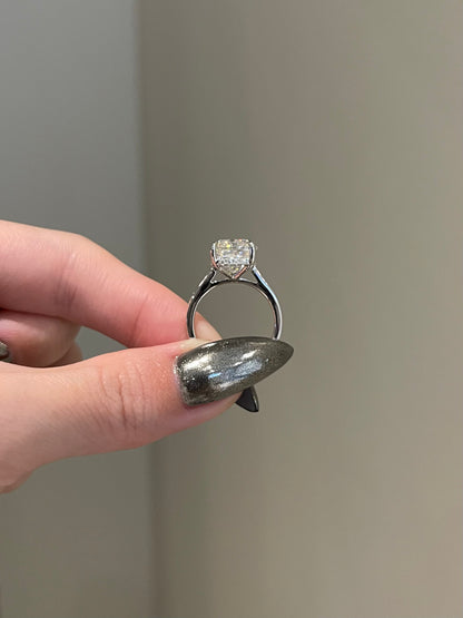 The Serena Ring, 4 Carat, Square Cushion, Crushed Ice
