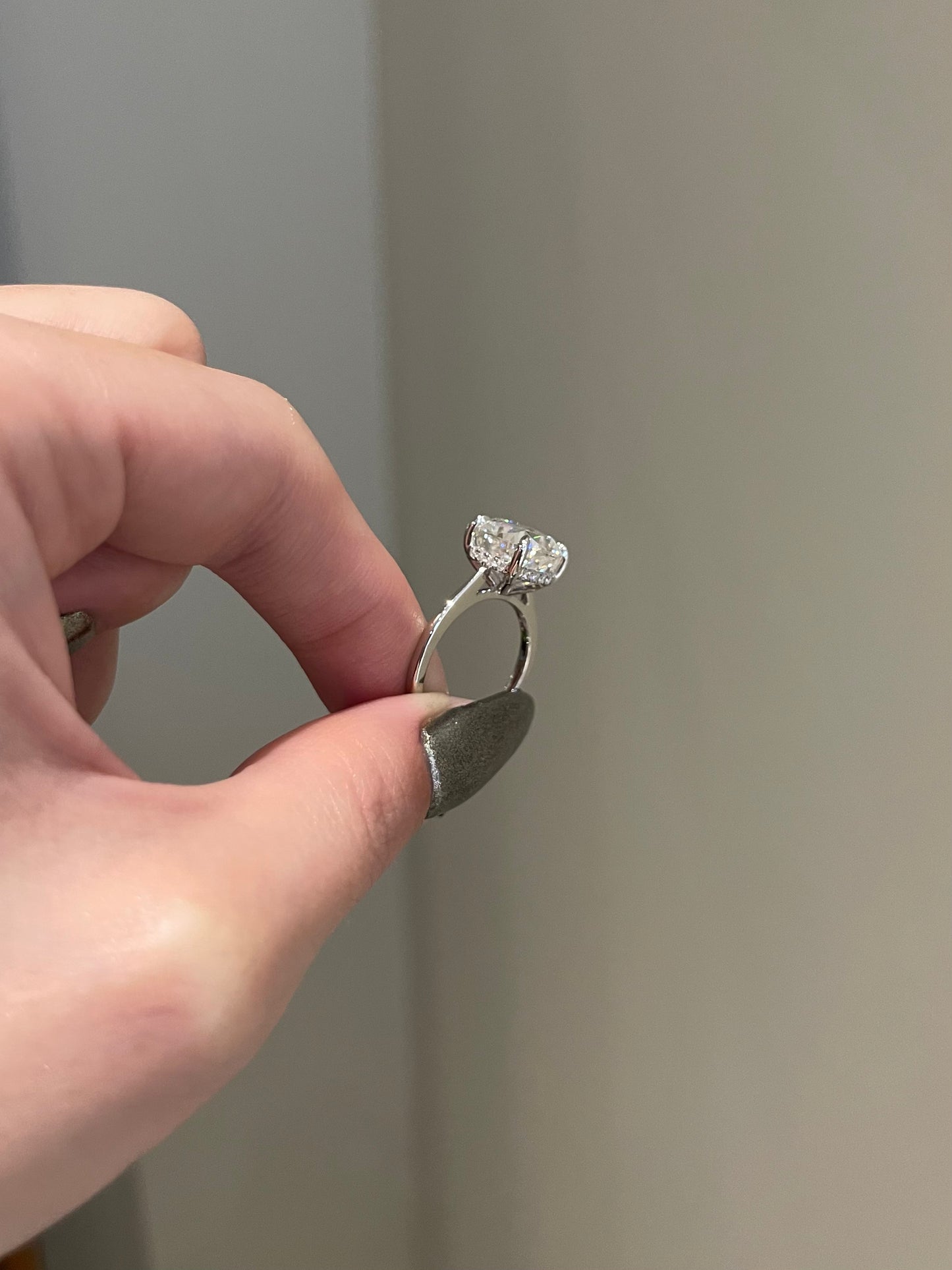 The Serena Ring, 4 Carat, Square Cushion, Crushed Ice