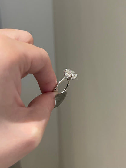 The Serena Ring, 4 Carat, Square Cushion, Crushed Ice