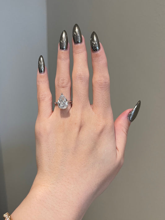 The Hailey Ring, 5 Carat, Pear, Crushed Ice
