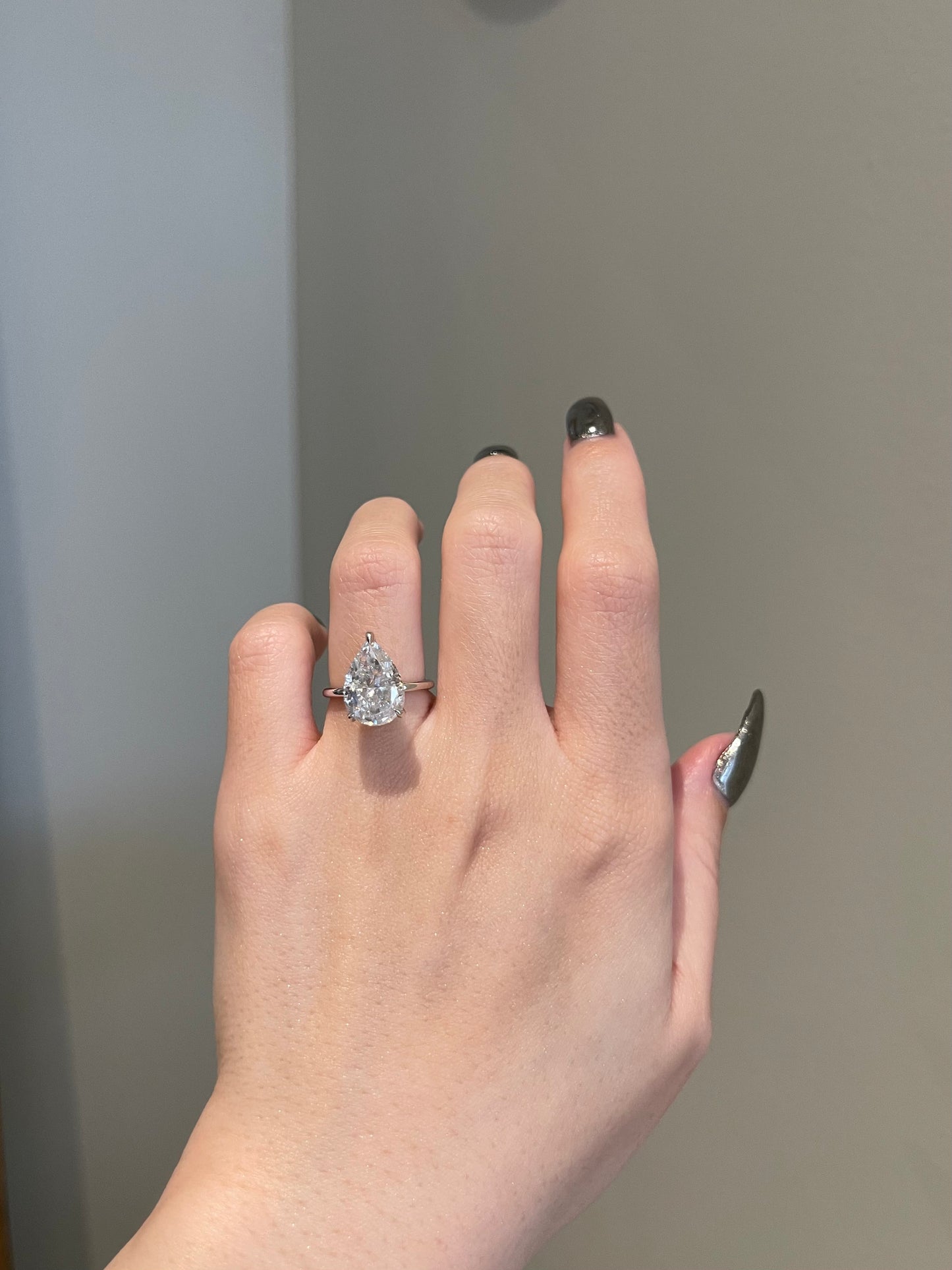 The Hailey Ring, 5 Carat, Pear, Crushed Ice
