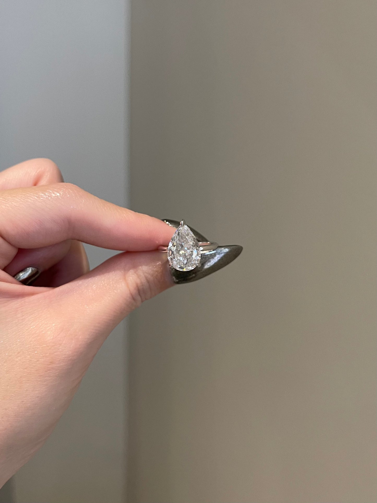 The Hailey Ring, 5 Carat, Pear, Crushed Ice