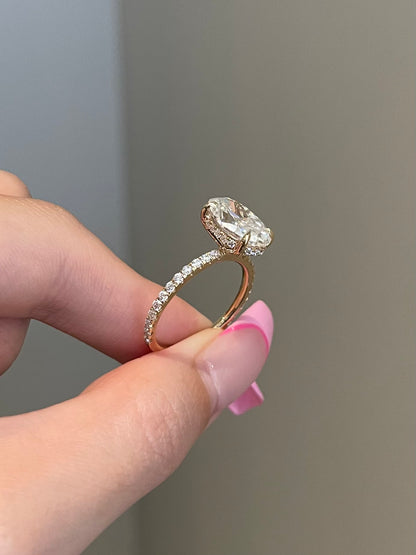 The Priscilla Ring, 4 Carat, Oval, Crushed Ice Hybrid