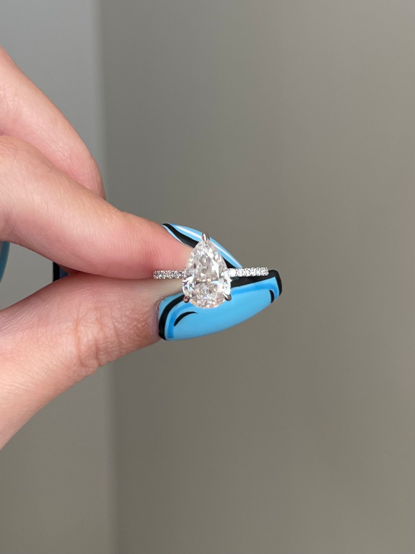 The Priscilla Ring, 2.5 Carat, Pear, Crushed Ice
