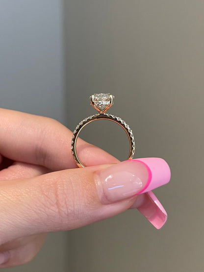 The Priscilla Ring, 4 Carat, Oval, Crushed Ice Hybrid