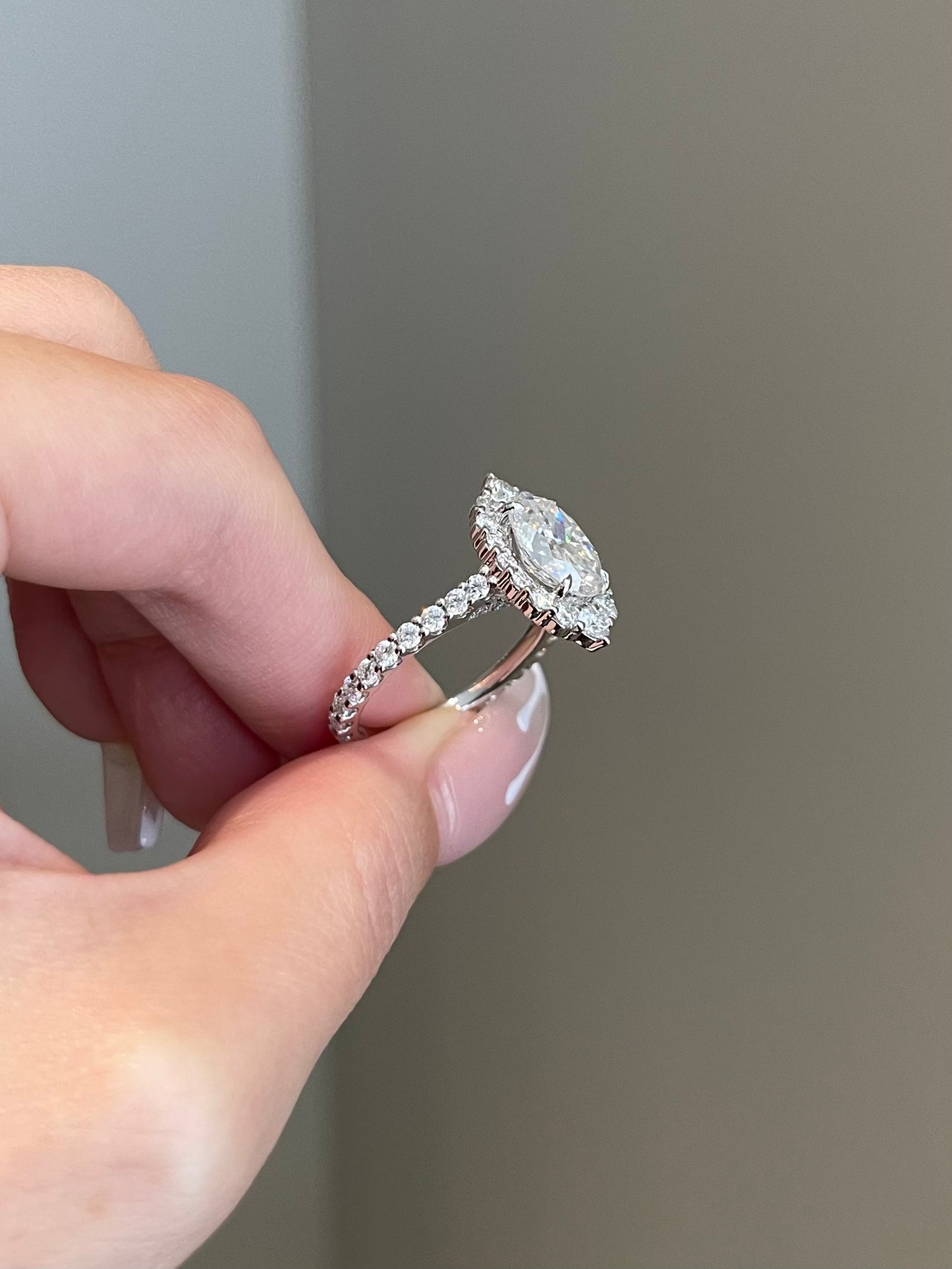 The Melissa Ring, 3 Carat, Oval, Crushed Ice Hybrid
