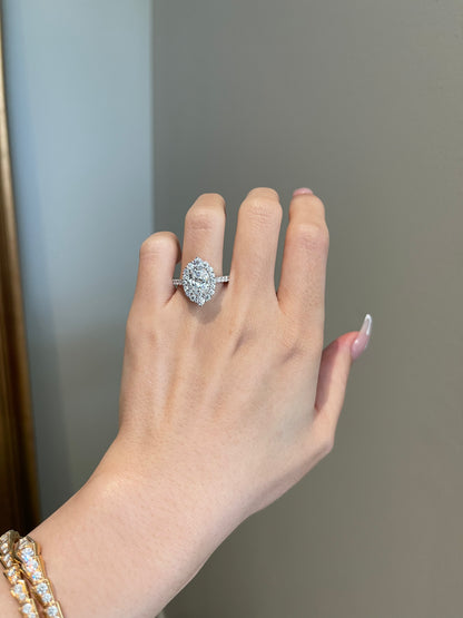 The Melissa Ring, 3 Carat, Oval, Crushed Ice Hybrid