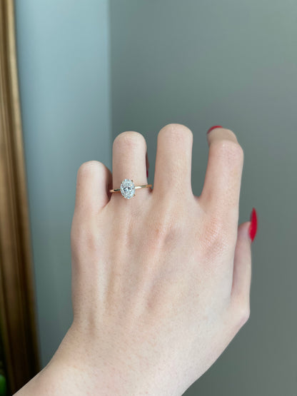 The Savannah Ring, 1.5 Carat, Oval, Crushed Ice Hybrid