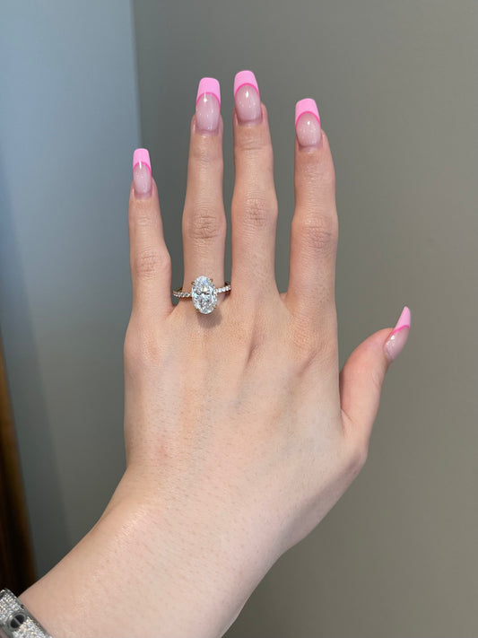 The Priscilla Ring, 4 Carat, Oval, Crushed Ice Hybrid