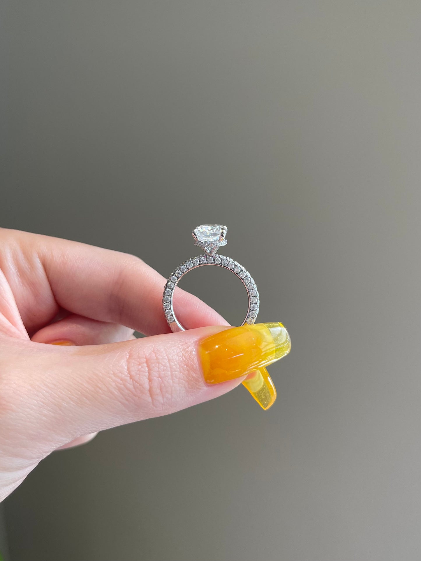 The SHY Signature Ring, 3 Carat, Elongated Cushion, Crushed Ice
