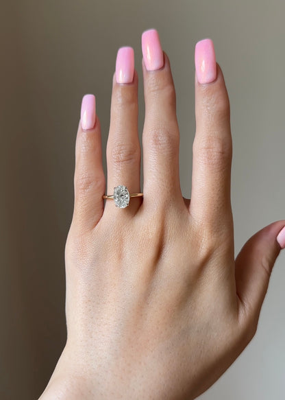 The Rheanna Ring, 2 Carat, Oval, Crushed Ice Hybrid