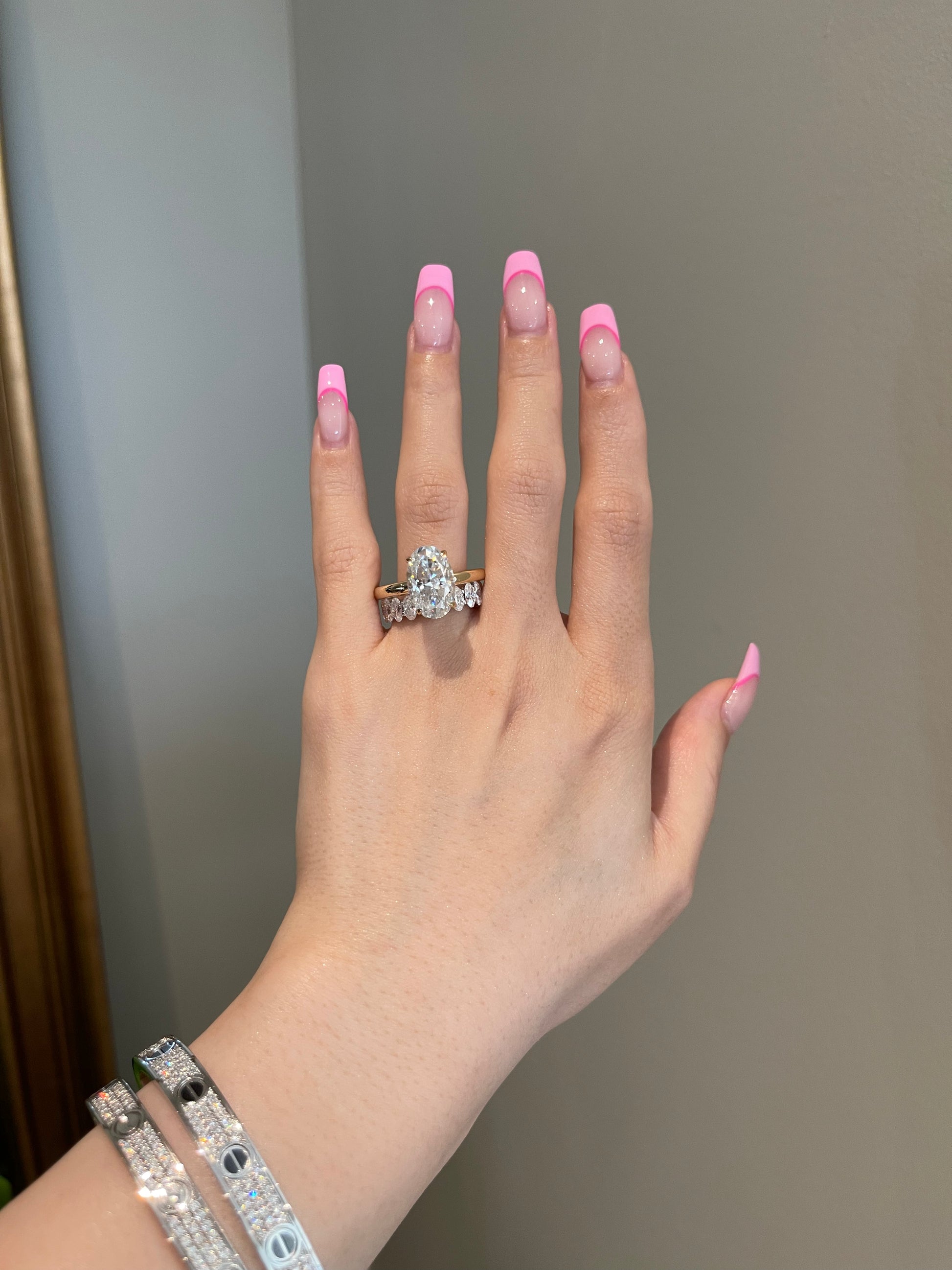 The Savannah Ring 7 Carat Oval Crushed Ice Hybrid SHY MOISSANITE